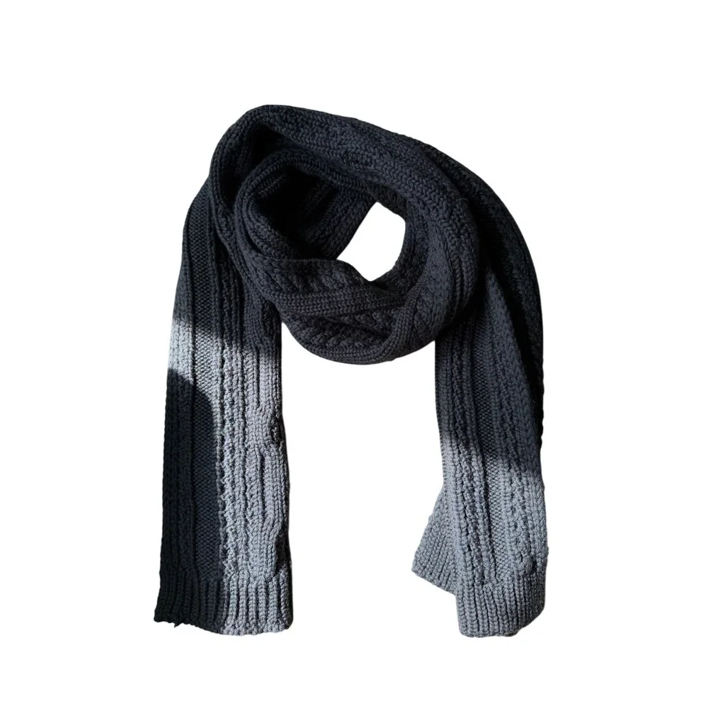 Aquatalia Scarf Wool Cable Knit Navy